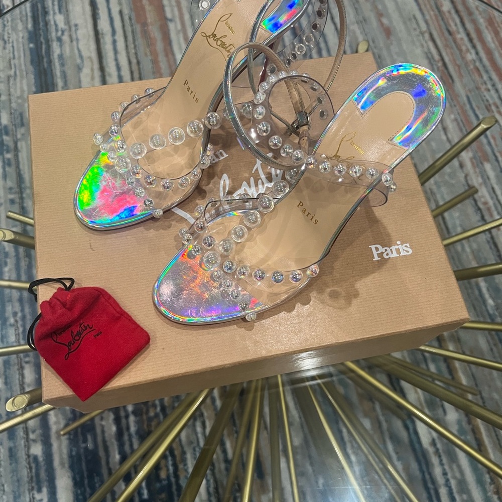 Christian Louboutin Iridescent Heels with Clear Straps